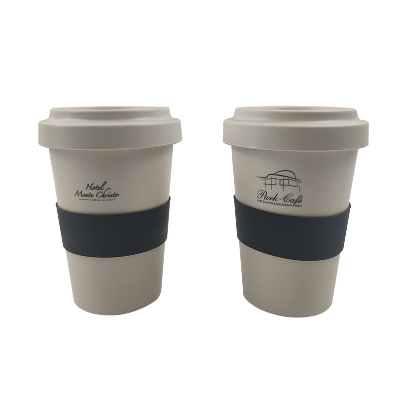 Bambusfiber genanvendelig kaffekop med bambus-pulverlåg