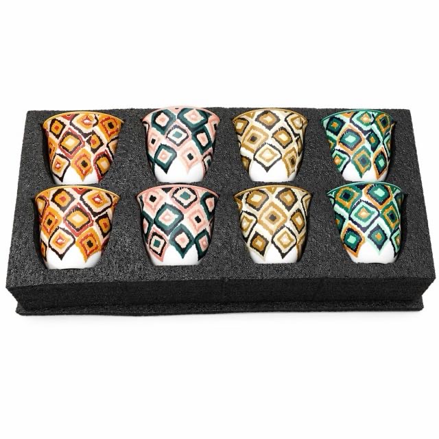 Boho geometrisk keramisk kop 8 stk gavesæt til kaffe te