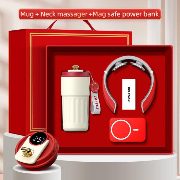 Brugerdefineret logo 3-i-1 gaveæske krus Massager Power Bank