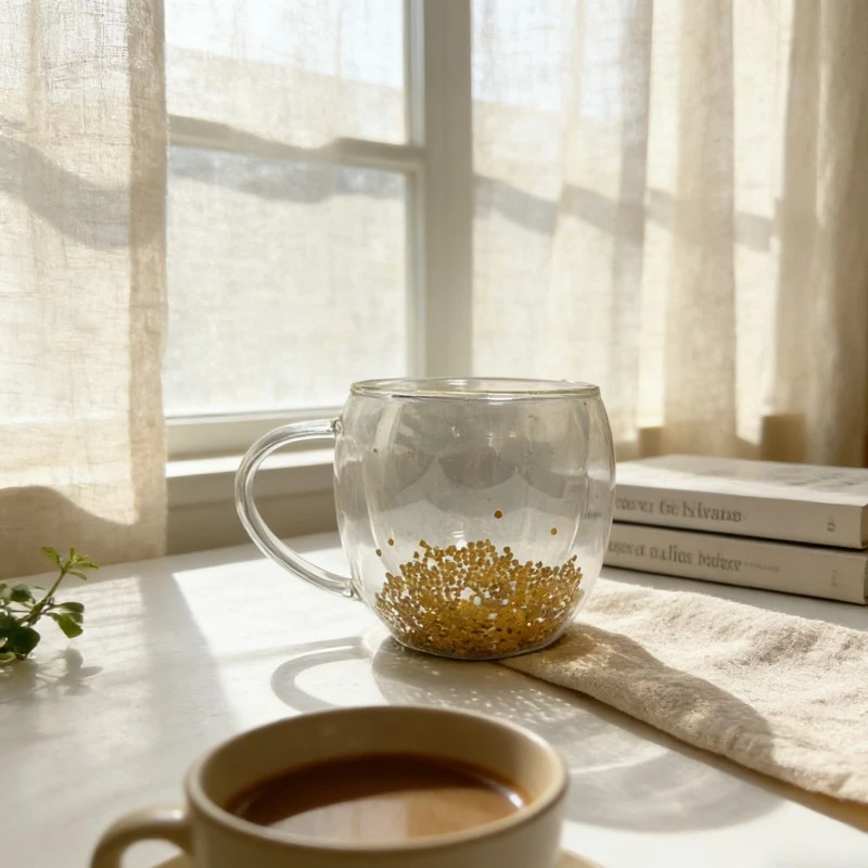 Glitter Filled Double Wall Glass Mug