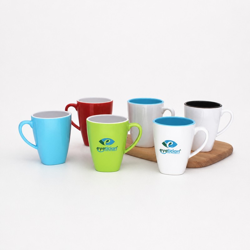 Tofarvet keramisk kaffekrus med brugerdefineret logo